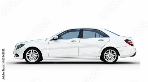 Passenger car isolated on a white background, with clipping path. Full Depth of field. Focus stacking, side view. © Dao