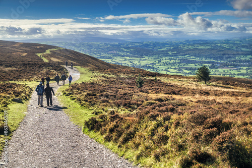 A Country Path with Hills and Blue Sky (Moel Famau Country Walk in North wales, UK.)