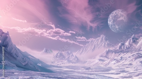 Descriptive title: Hyperborean winter scenery landscape.