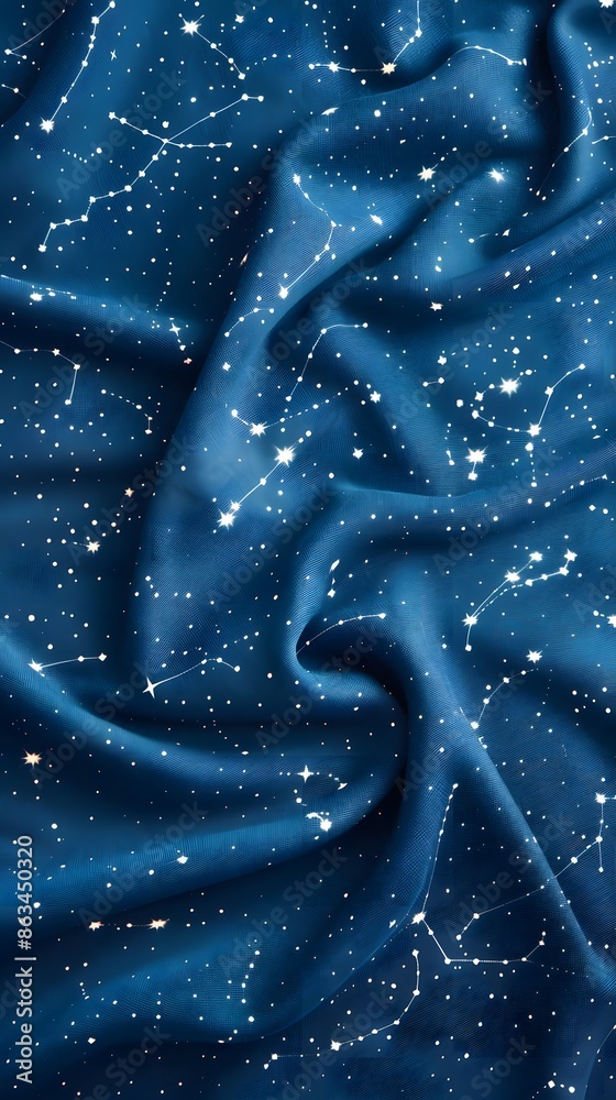 Abstract blue fabric with white constellations. Abstract blue fabric with white constellations.