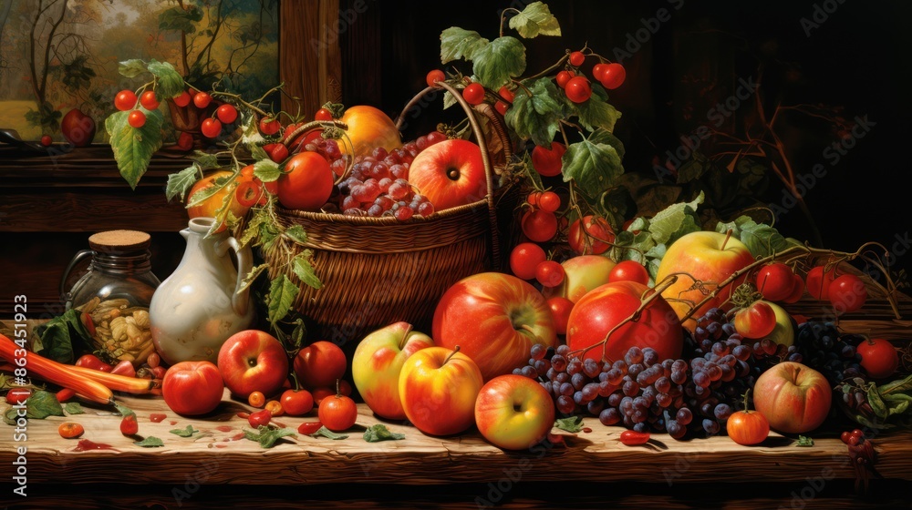 tomatoes, peppers, apples, and berries, tomatoes, peppers, apples, and berries,