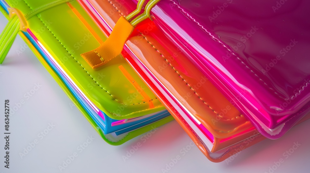 Trapper Keeper notebooks with bright neon LED light accents, evoking ...