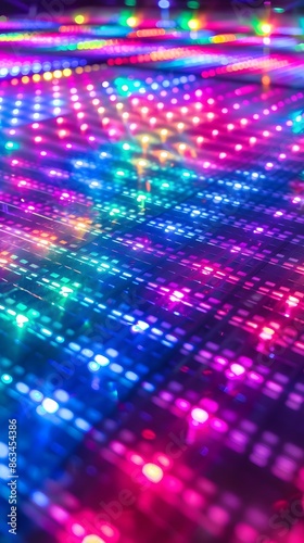 Wallpaper Mural A neon-lit 80s-themed dance floor with LED signs., isolated white background, Retro 80s synthwave, Photo stock style, clean background, no copyrighted logo, no letters Torontodigital.ca