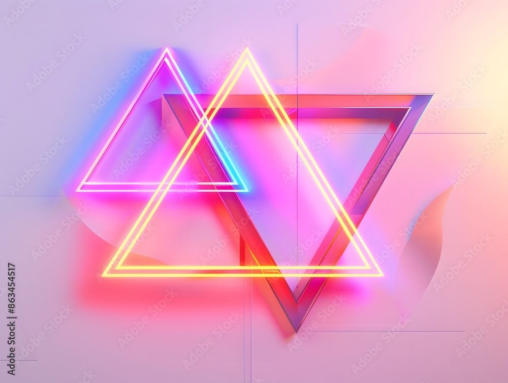 Neon geometric shapes with 80s aesthetics and LED light effects., isolated white background, Retro 80s synthwave, Photo stock style, clean background, no copyrighted logo, no letters Neon geometric shapes with 80s aesthetics and LED light effects., isolated white background, Retro 80s synthwave, Photo stock style, clean background, no copyrighted logo, no letters
