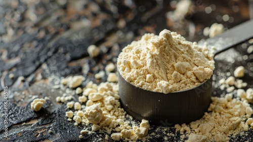 Wallpaper Mural A scoop of flour is sitting on a table. The flour is in a measuring cup and is spread out on the table Torontodigital.ca