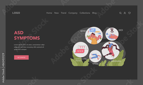 Informative visualization of Autism Spectrum Disorder symptoms. Flat vector illustration