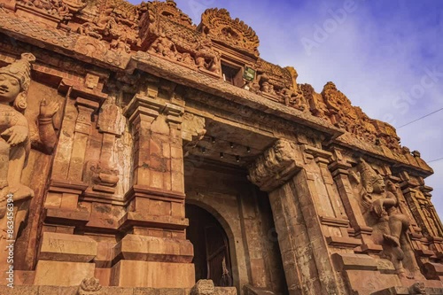 Cinematic Video - Tanjore Big Temple or Brihadeshwara Temple was built by King Raja Raja Cholan, Tamil Nadu. It is the very oldest & tallest temple in India. This is UNESCO's Heritage Site. photo