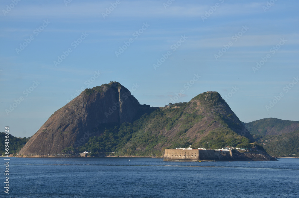 Wide view of the Fortaleza de Santa Cruz da Barra, Forte de São Luís and Forte do Pico, an old military defense system in Guanabara Bay, Niterói - Rio de Janeiro - Brazil Wide view of the Fortaleza de Santa Cruz da Barra, Forte de São Luís and Forte do Pico, an old military defense system in Guanabara Bay, Niterói - Rio de Janeiro - Brazil