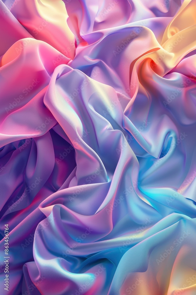 Obraz premium 3D render wallpaper featuring abstract color fabric floating