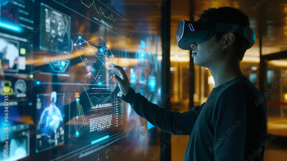 data analyst using augmented reality technology for data monitoring data analyst using augmented reality technology for data monitoring