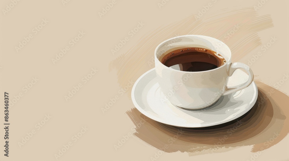Obraz premium A cup of coffee on a warm beige