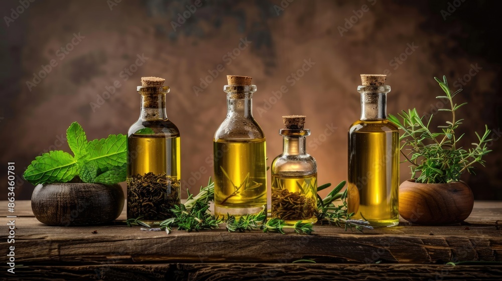 Herb oil bottles of homeopathy herbs Herb oil bottles of homeopathy herbs