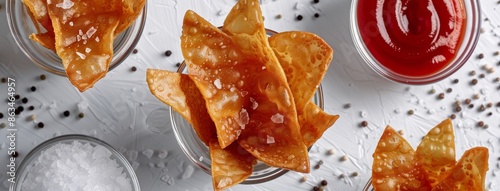 Crispy French Fries With Salt, Ketchup, and Spices