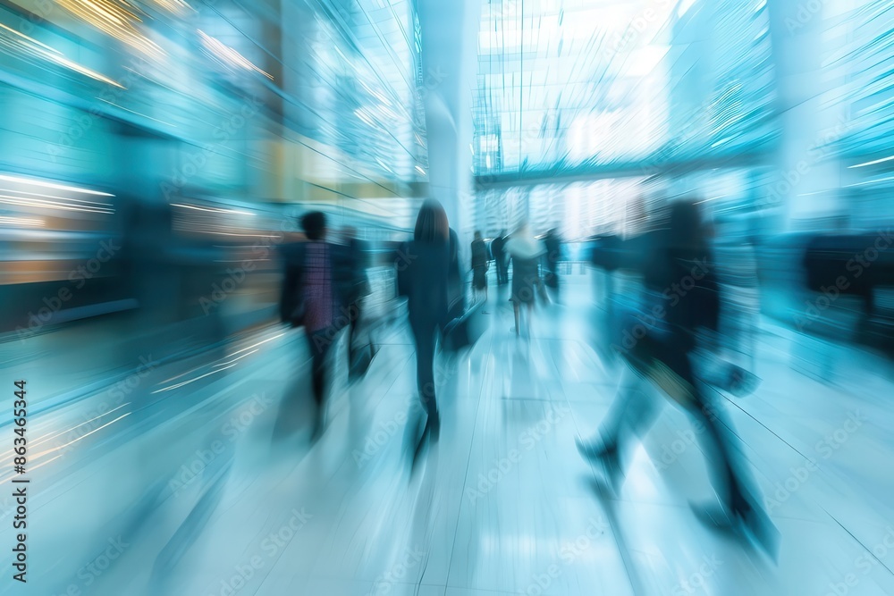 blurred motion of business people walking in modern office abstract background blurred motion of business people walking in modern office abstract background