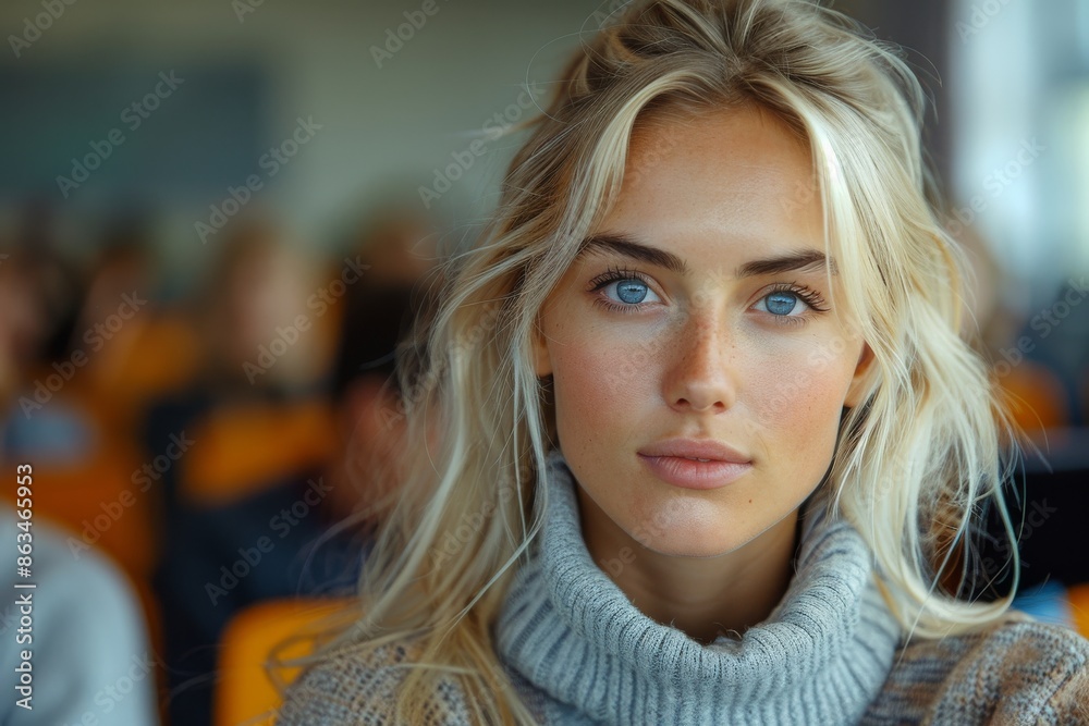 academia as a close up blonde haired college student skillfully captures a portrait amidst the dynamic school atmosphere, blending seamlessly into the university environment. academia as a close up blonde haired college student skillfully captures a portrait amidst the dynamic school atmosphere, blending seamlessly into the university environment.