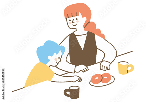 Boy and mother about to eat a snack_Color
