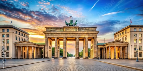 Classic Berlin postcard featuring iconic landmarks such as Brandenburg Gate photo