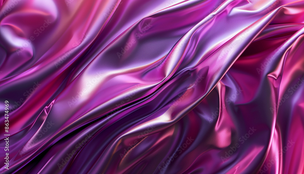 Fototapeta premium Vibrant Pink and Purple Silk Fabric Waves in Luxurious Flow, Capturing a Dynamic Abstract Movement and Texture