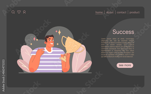 Portrait of Success illustration. Flat vector illustration