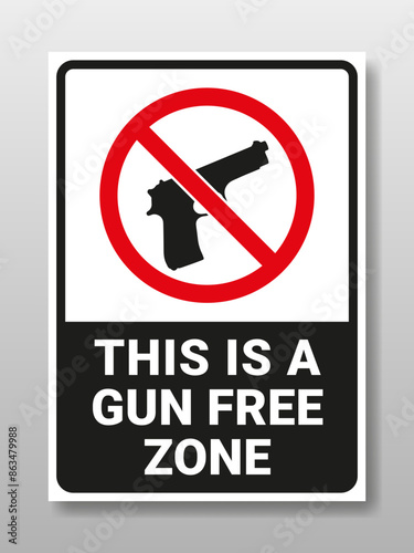 Gun free zone sign, save school zone area, vector illustration on isolated background.