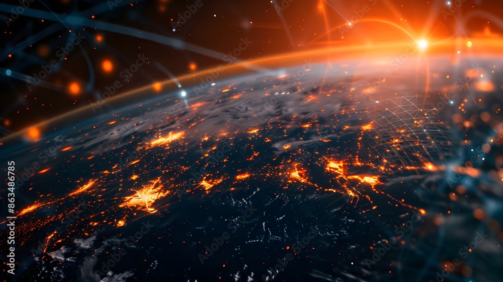 Fototapeta premium Abstract technology background. Global business and communication concept