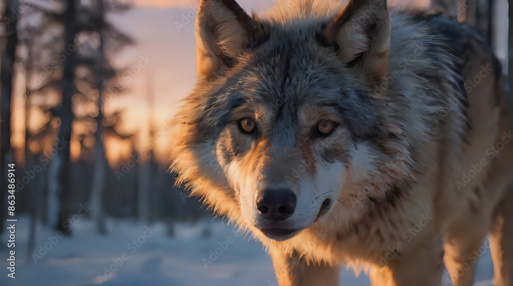Fototapeta premium a wolf that is standing in the snow