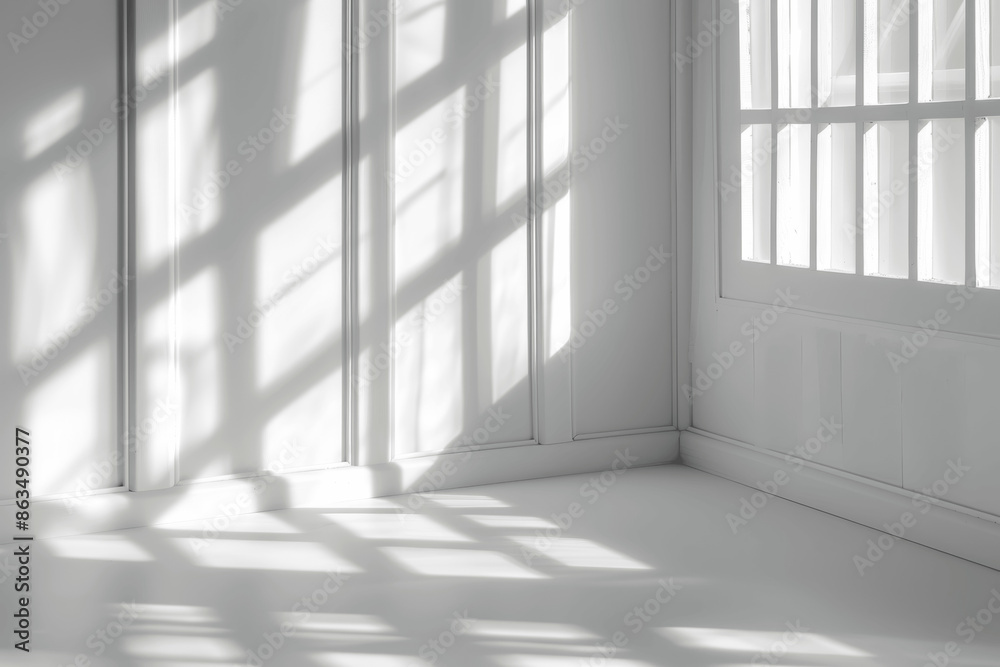 Abstract Window Light and Shadow Background Minimalist Interior Sunlight Effect on Wall with Transparent Overlay Abstract Window Light and Shadow Background Minimalist Interior Sunlight Effect on Wall with Transparent Overlay