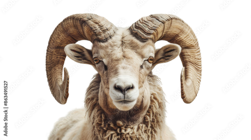 Ram with big horns on white background Ram with big horns on white background