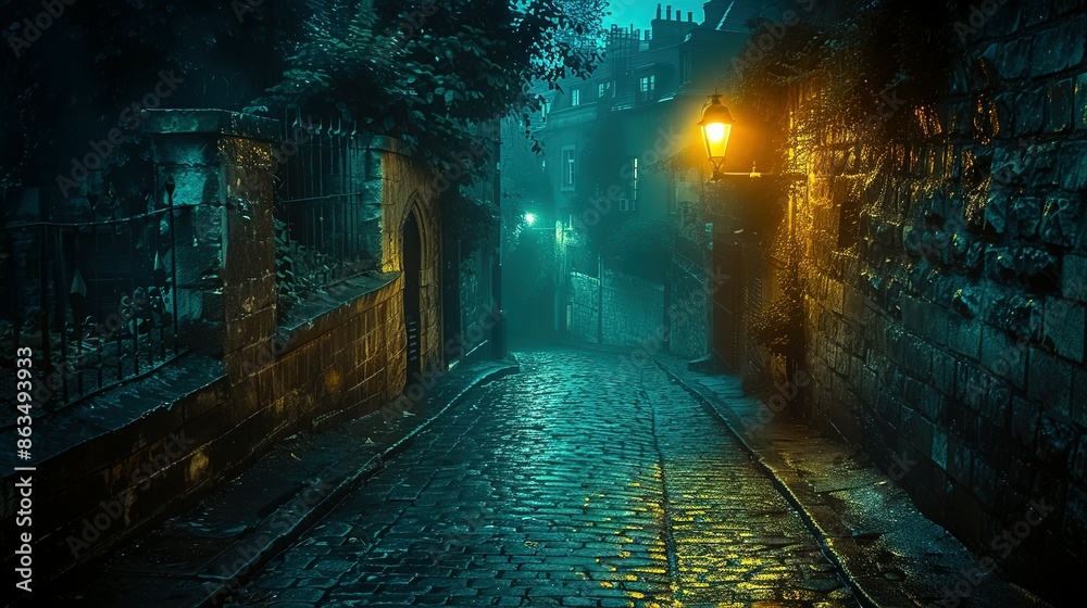 Urban Noir: Darkened Street with Old-fashioned Charm Urban Noir: Darkened Street with Old-fashioned Charm