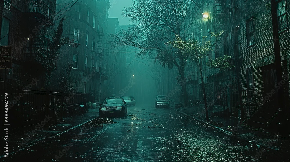 Urban Noir: Darkened Street with Old-fashioned Charm Urban Noir: Darkened Street with Old-fashioned Charm