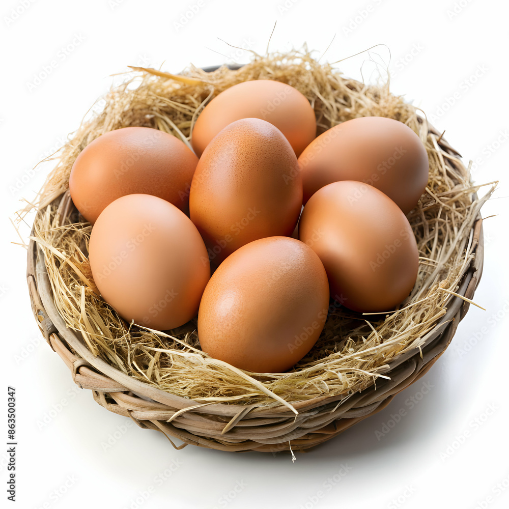 Eggs in nest on white background Eggs in nest on white background