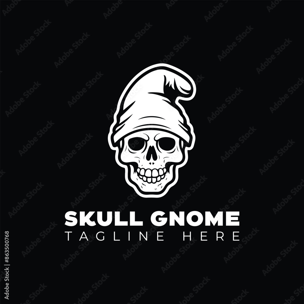 skull with gnome vector logo design template 