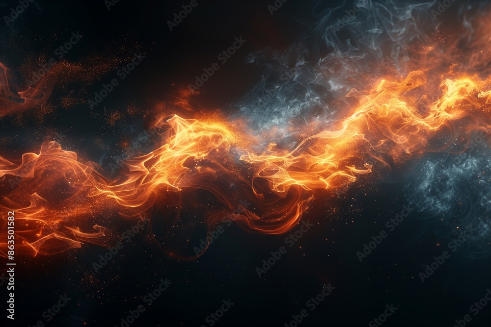 Hot Fire Flame Graphic on Black Background