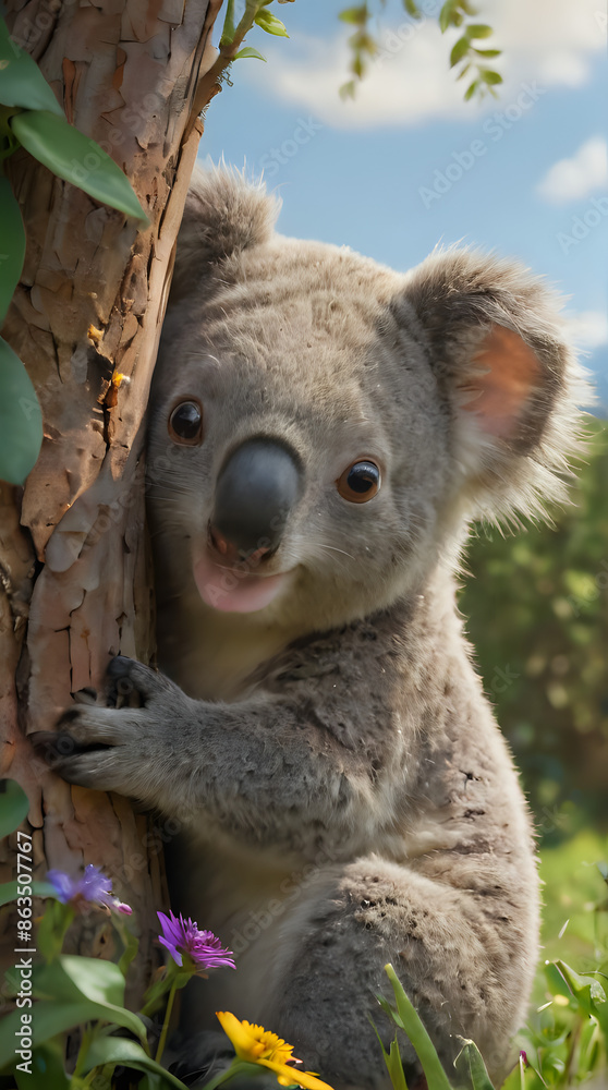 Naklejka premium a koala bear that is sitting on a tree