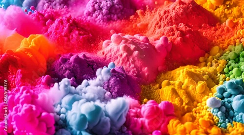 colorful rainbow holi paint color powder explosion isolated white wide panorama background