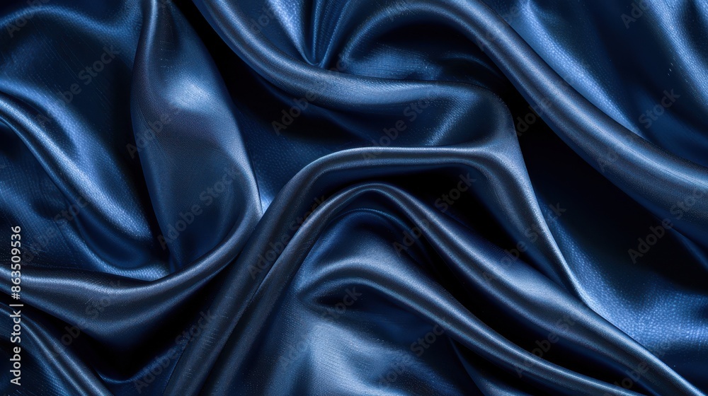 Obraz premium Beautiful dark blue silk satin background
