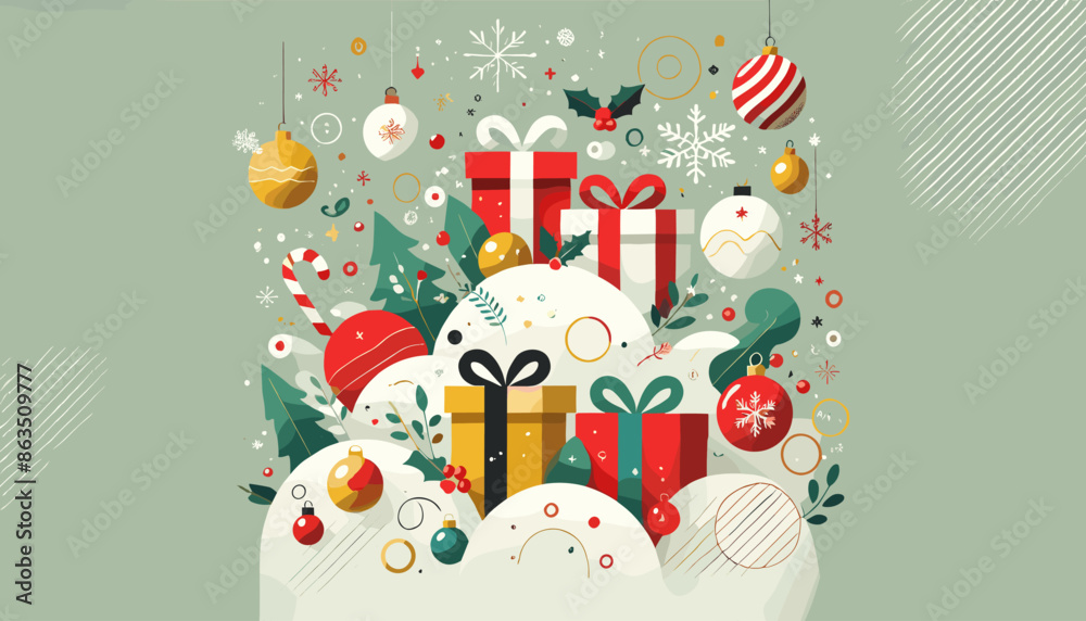 Naklejka premium Christmas image concept. Vector illustration.