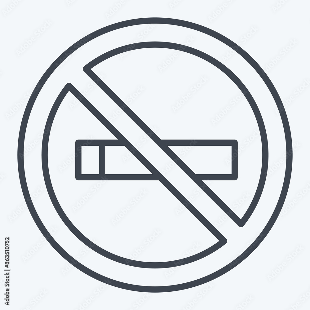 Icon No Smoking. related to Cinema symbol. line style. simple design illustration Icon No Smoking. related to Cinema symbol. line style. simple design illustration