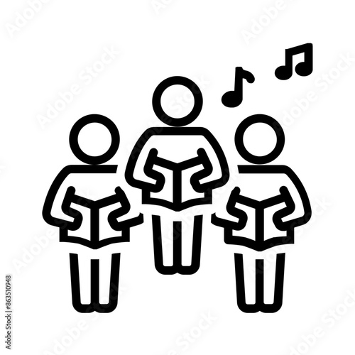 Vector black line icon for Choir