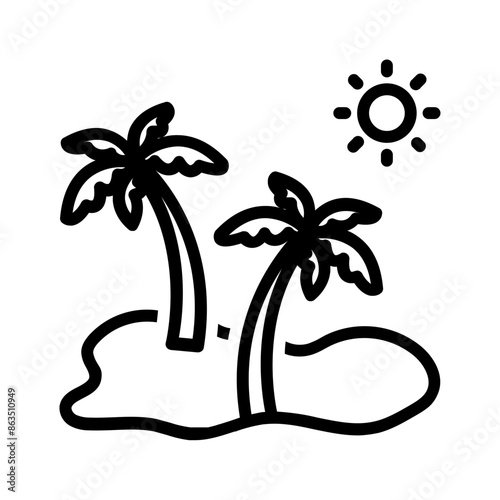 Vector black line icon for Beach