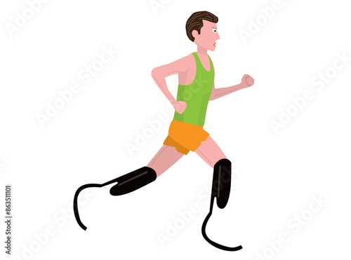 義足を使って走っている障がい者のランナーのイラストです。