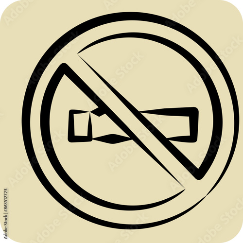 Icon No Smoking. related to Cinema symbol. hand drawn style. simple design illustration