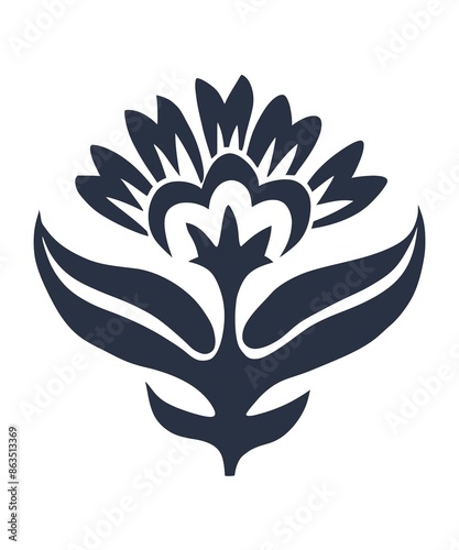 floral folk art ornament silhouette