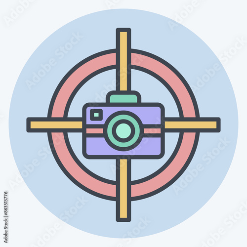 Icon Focus Camera. related to Cinema symbol. color mate style. simple design illustration