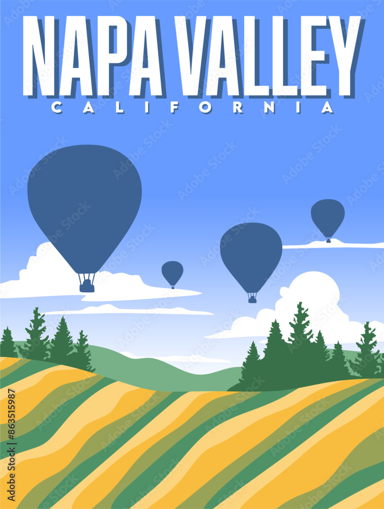 Naklejka premium napa valley california with beautiful sky