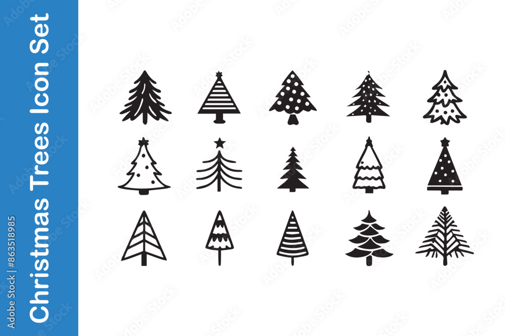 Obraz premium Christmas trees pictogram set with editable vector collections.