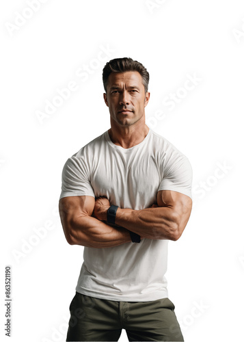 白いTシャツを着ている男性