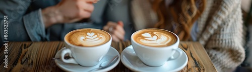 A couple sharing a coffee in a quaint cafe, their intimate conversation and soft smiles capturing the warmth of their relationship