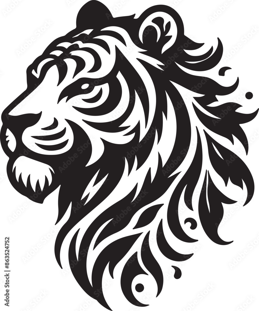 Tiger head vector illustration with white background.
Tiger head vector illustration with white background.