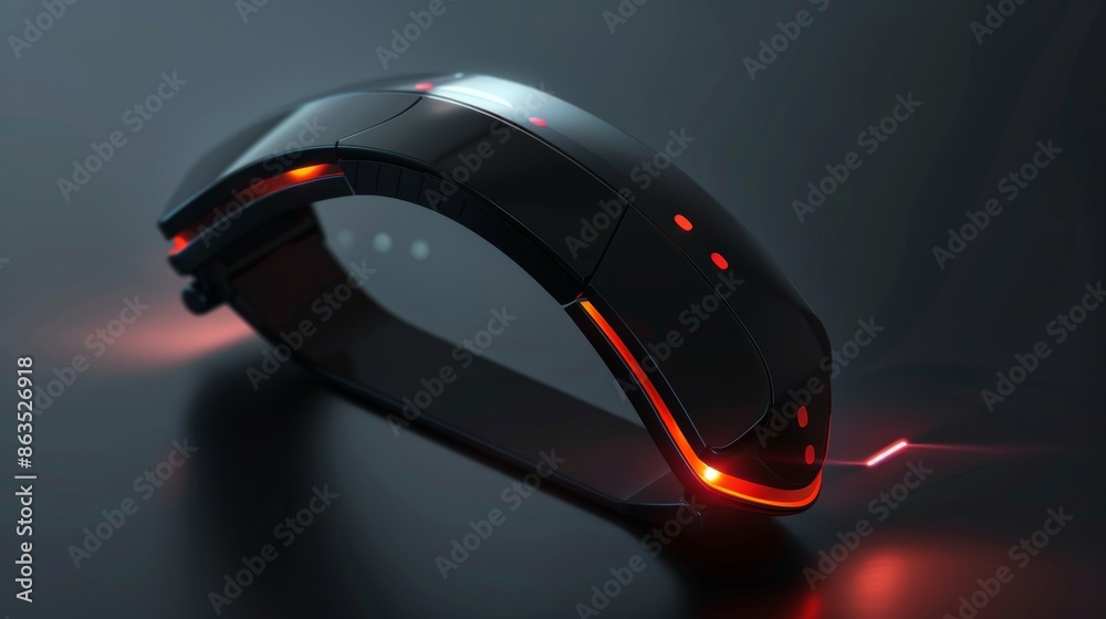 Wristband with cutting-edge precision sensors, displaying heart rate variability and personalized data, futuristic and sleek design Wristband with cutting-edge precision sensors, displaying heart rate variability and personalized data, futuristic and sleek design